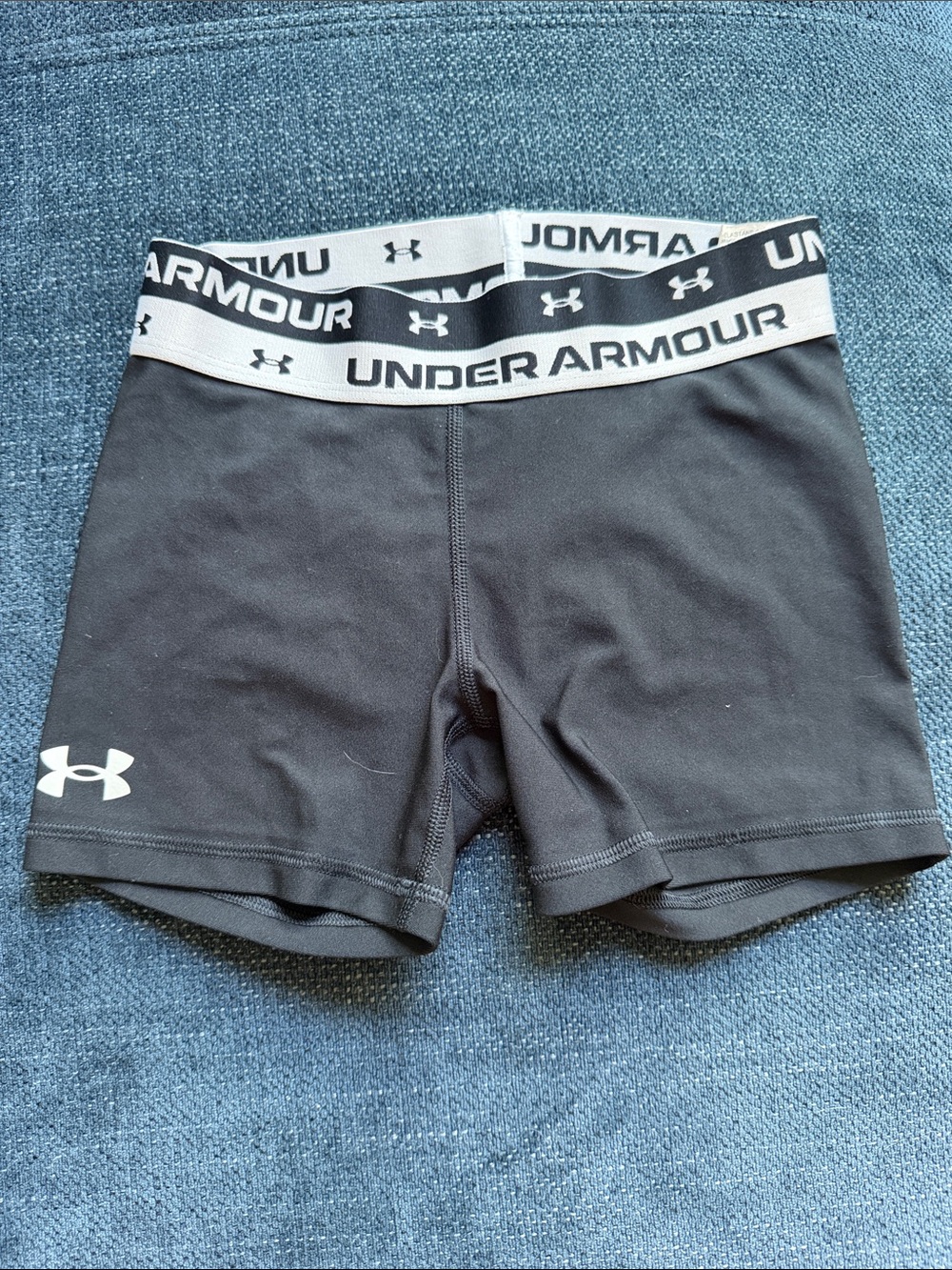 Under Armour Black Athletic Compression Shorts with Logo Waistband